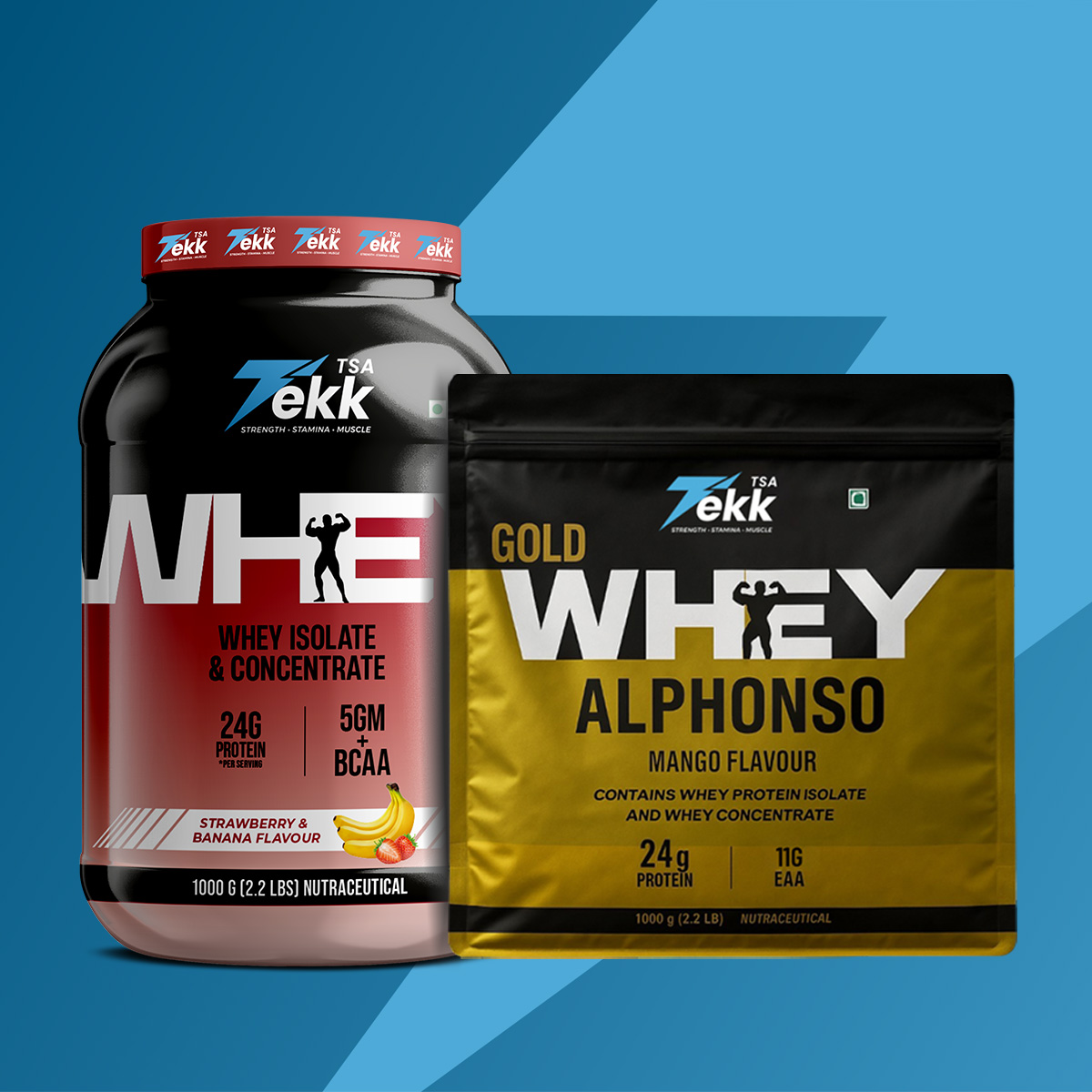 Whey Alphonso Pouch + Strawberry+Banana -1 Kg Each